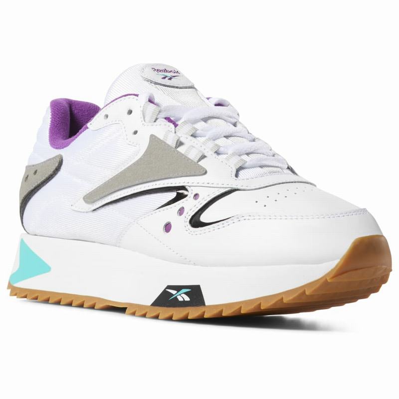 Tenisi Reebok Classic Leather Ati '90s Dama Albi/Turcoaz/Negrii Romania BD8882OP